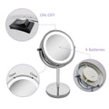 Hot Sale Lighted Magnified Metal Round Double Sided Desk Makeup Mirror