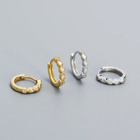 2024 New 925 Sterling Silver Minimalist Zircon Hoop Earrings for Women