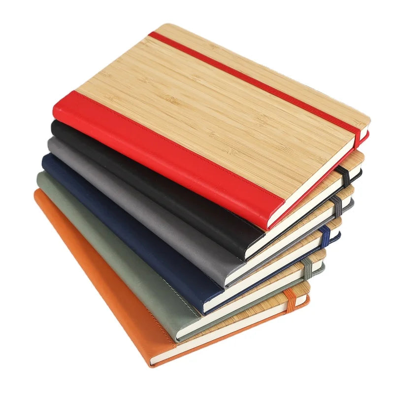 Eco-friendly Customizable High Quality A5 PU Notebook with Bamboo Cover and Pen Gift Box Set