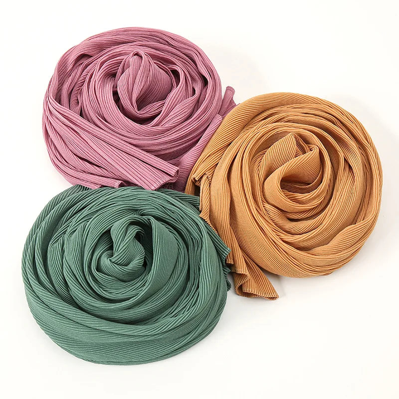 Wholesale Hot Selling Pleated Chiffon Hijabs Muslim Shawl Crepe Chiffon Malaysia Women Scarf