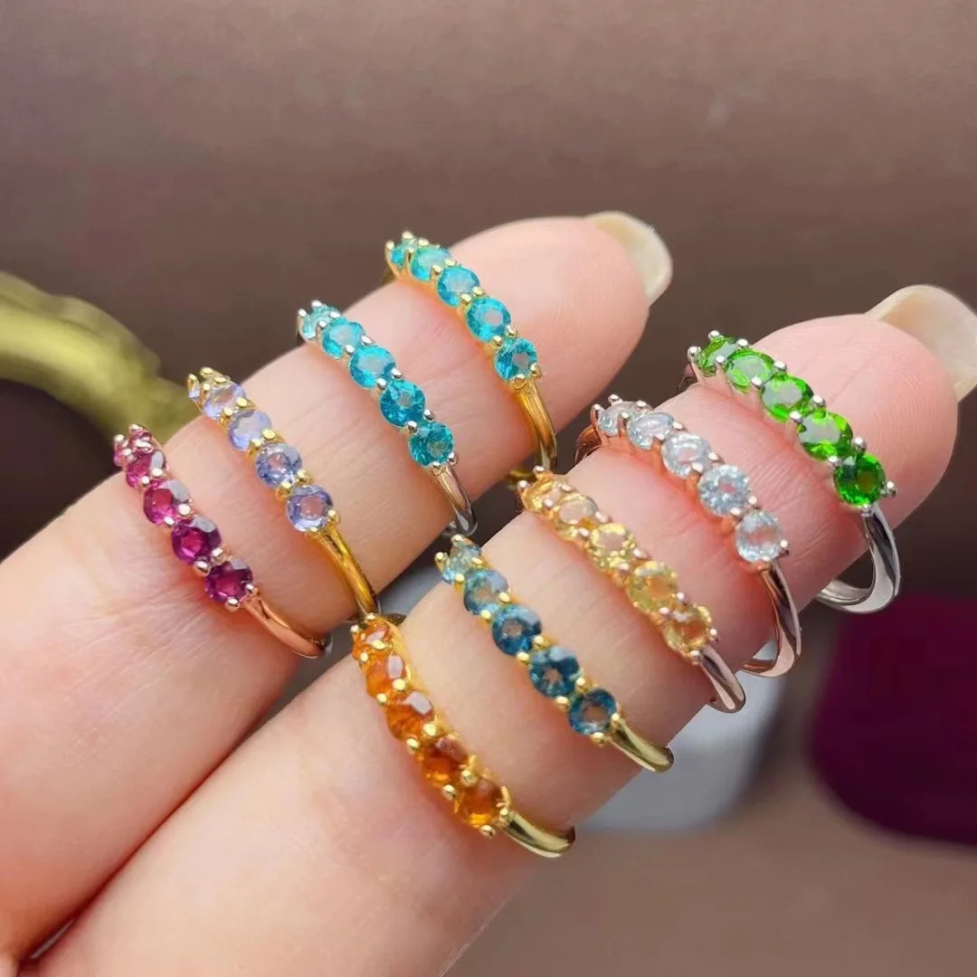 New Design Italian Adjustable 925 Sterling Silver Gold Plated Natural Gemstone Good Price Rings for Women