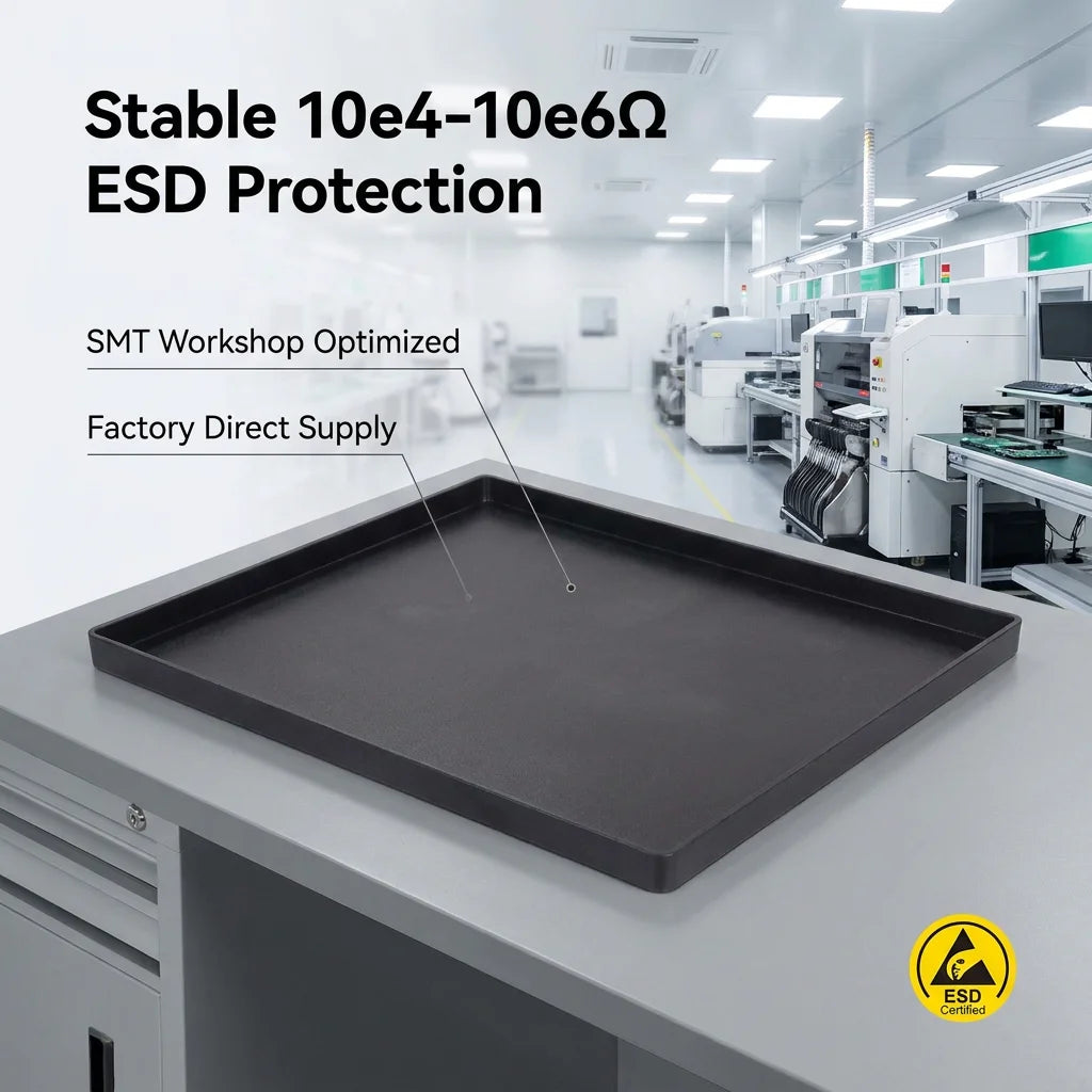 KEXING ESD Antistatic PCB Tray for Laboratory Furniture RoHS Certified 10^4-10^6Î© Conductive PP Storage Tray for SMT Lab