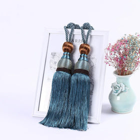 Wholesale Gold Wire Tennis Curtain Hanging Ball Tassel Curtain Binding Tie Rope Decorative for Drapes and Home