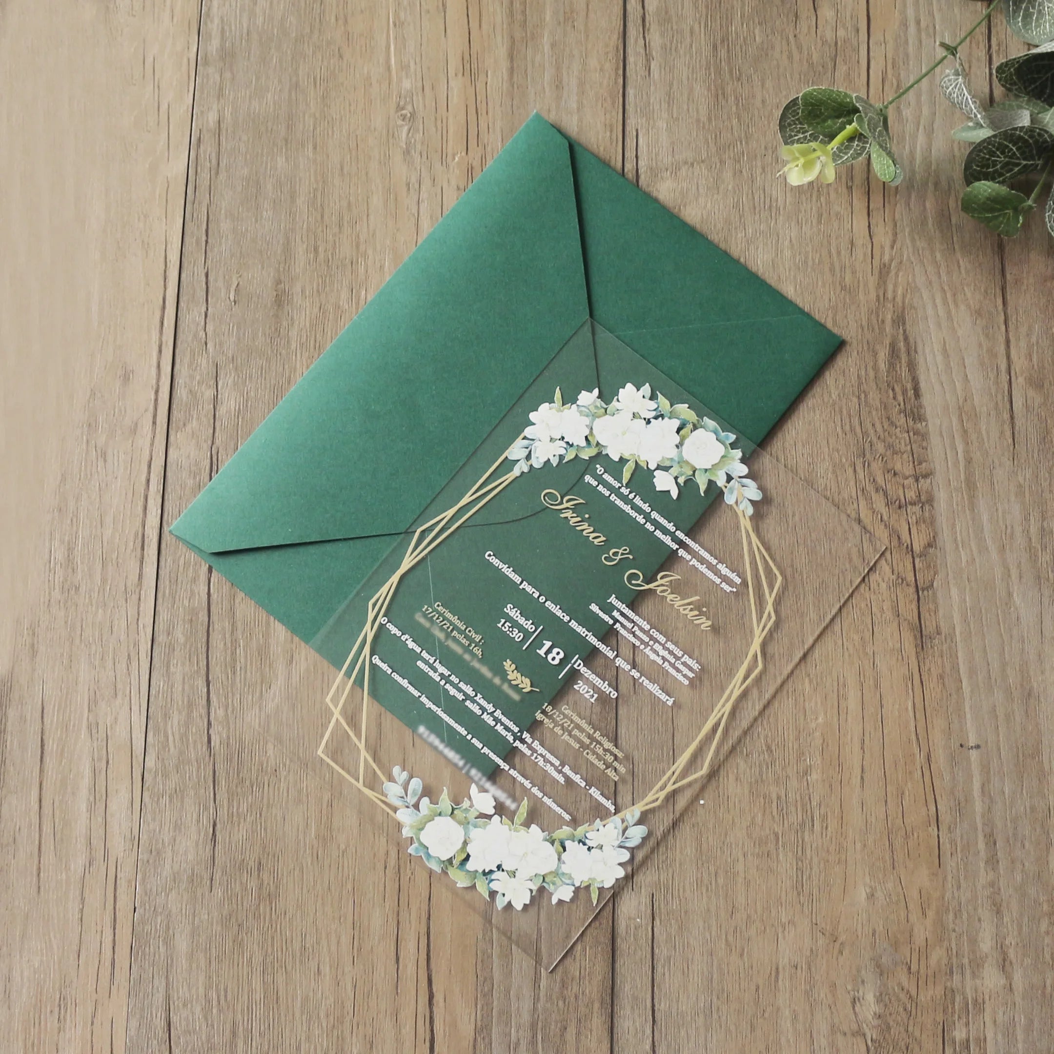 UV Printing Floral Acrylic Wedding Invitation Card Custom Shape Own Design Clear Plastic Valentine Customizable Logo Style Color