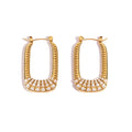 Ins Popular Colourful  Zircon Inlaid Luxury Earrings Stainless Steel PVD Gold Plated Dainty Earrings