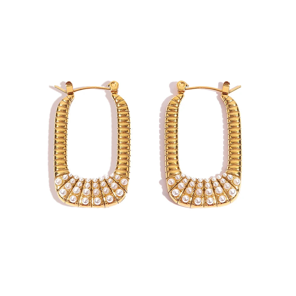 Ins Popular Colourful  Zircon Inlaid Luxury Earrings Stainless Steel PVD Gold Plated Dainty Earrings