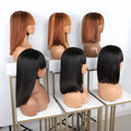 SDD Double Drawn Wigs with Fringe Highlight 99J 12A Grade Brazilian Bone Straight Wig Human Hair for Black Women