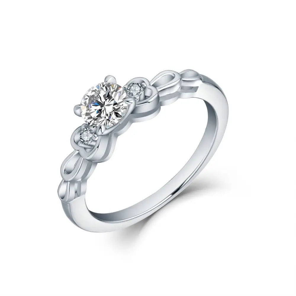 Wholesale 925 Sterling Silver White Cubic Zircon Ring Rhodium Plating Classic Style Fashion Jewelry for Weddings and Parties