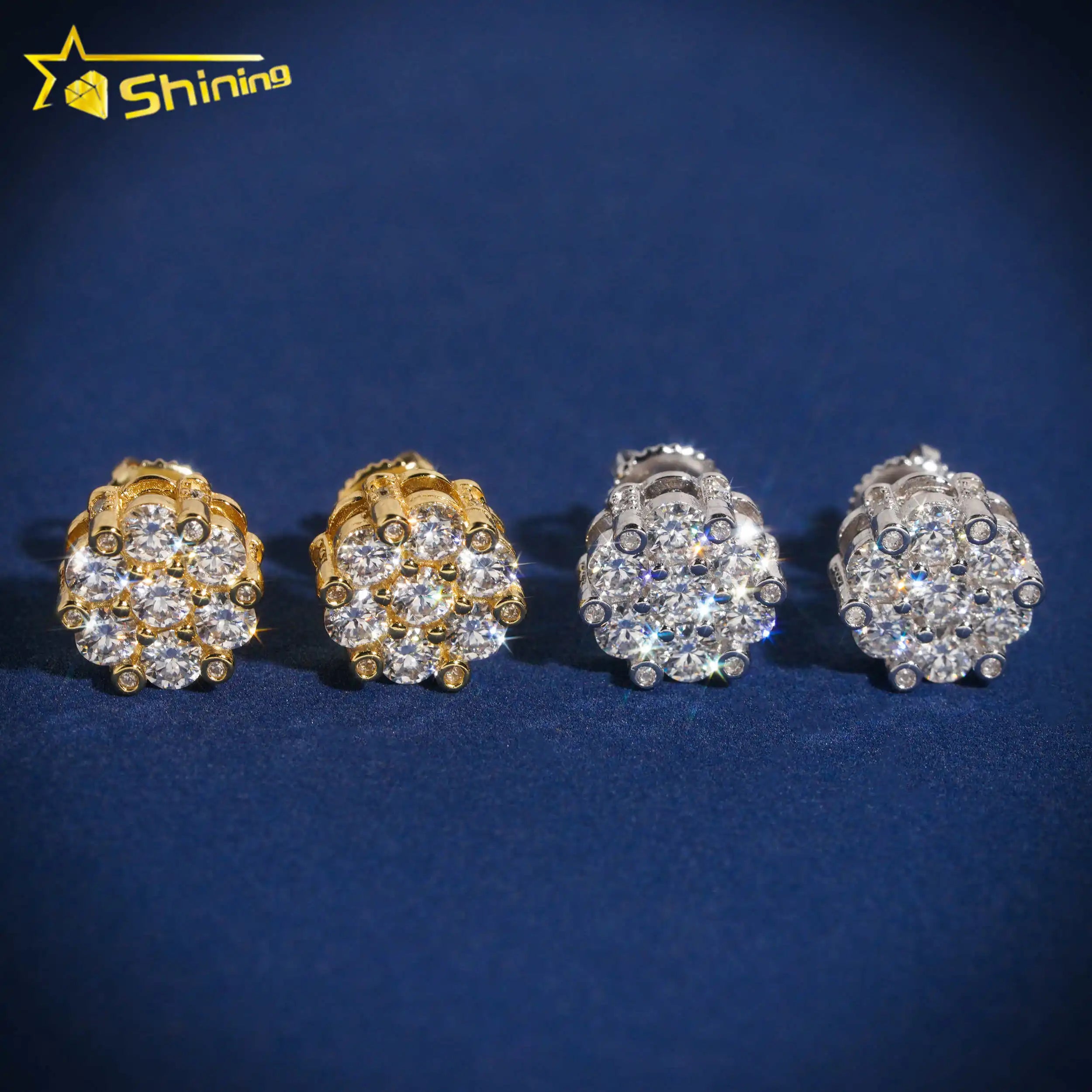 Dropshipping Fine Jewelry Stud Earring Designs 10K Solid Gold HPHT /Moissanite Lab Diamond Stud Earring