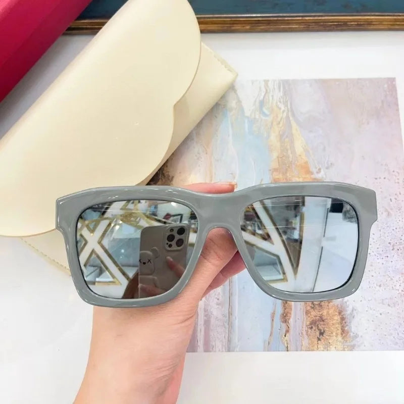 Wholesale Unisex 2024 Trendy Square Vintage Shades Wide Legs Metal Logo Designer Famous Brand Acetate Fashion Sunglasses