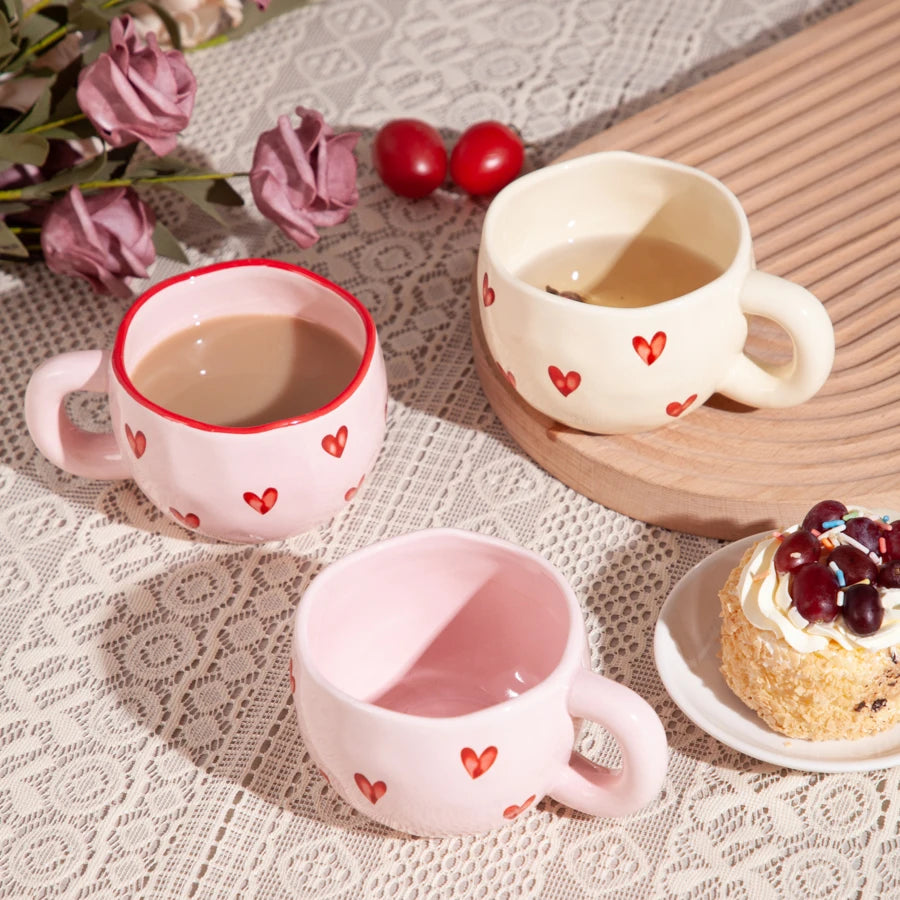 Custom Creative Heart Design Porcelain Mother's Day Mug with Custom Logo Printing-Cute Gift for Giveaways