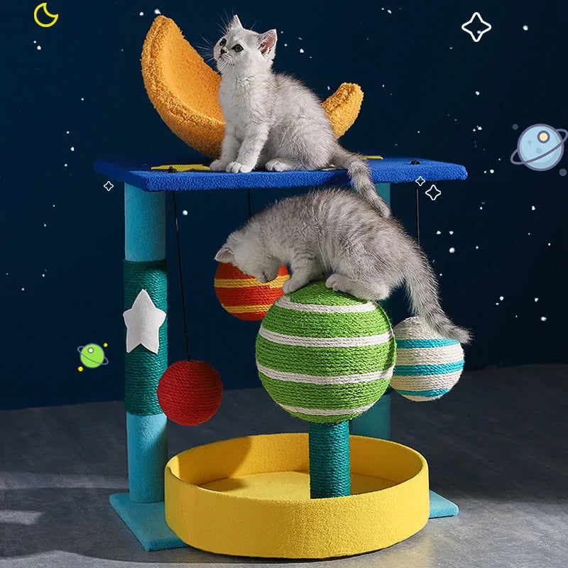 Small Cat Tree With Sisal Ball Indoor Durable Scratching Post Kitty Kitten Toys Cat Scratcher Toy Cat Tower Bed