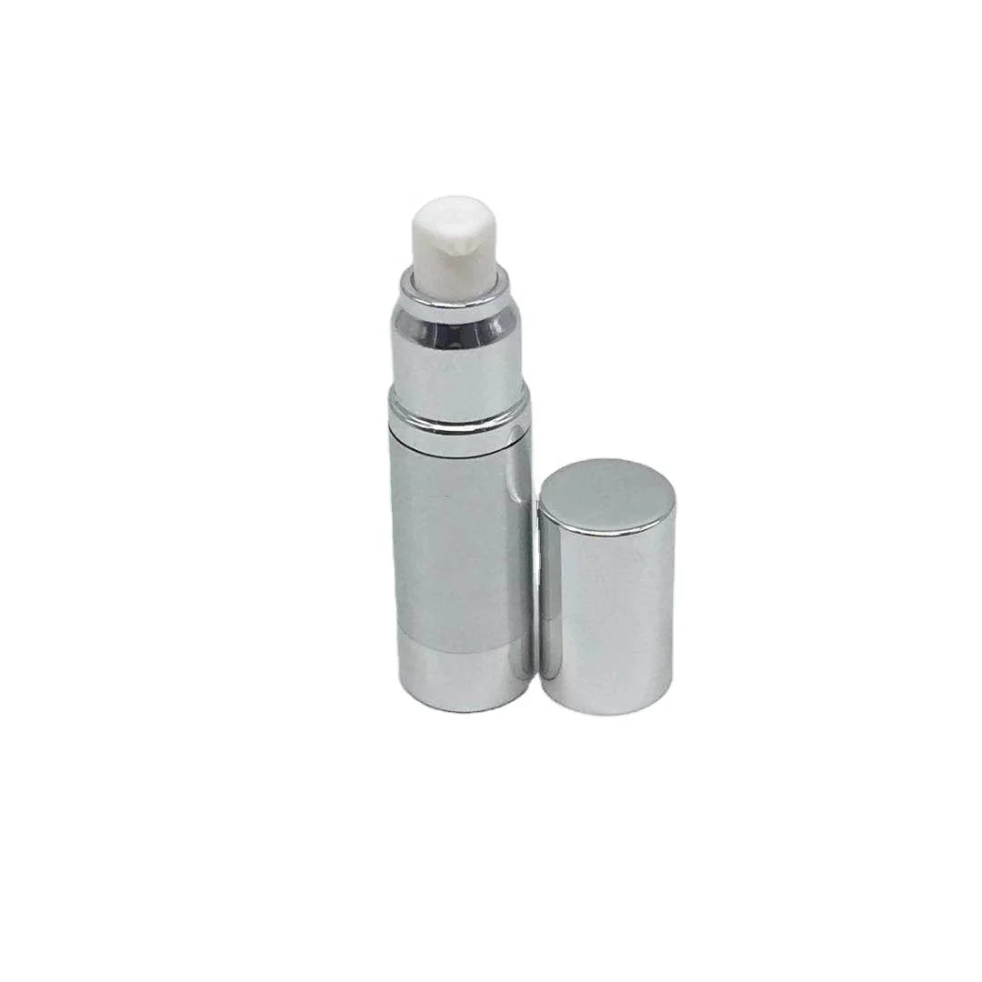 Luxury Silver Airless Plastic Pump Bottle Empty Lotion Cream Jar Skin Care Essential Oil Perfume Shampoo Packaging Custom Logo