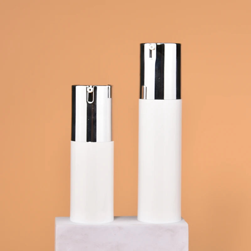 Recyclable Skincare Facial Cleanser Airless Pump Bottle Silver Airless Bottle As Material Luxury Lotion Gold Plastic Pump Bottle