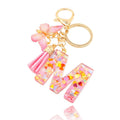 Resin Butterfly Letter Heart Sequin Keychains English Alphabet Crystal Women Key Chains Ring Tassels Keyring Holder Pendent Gift