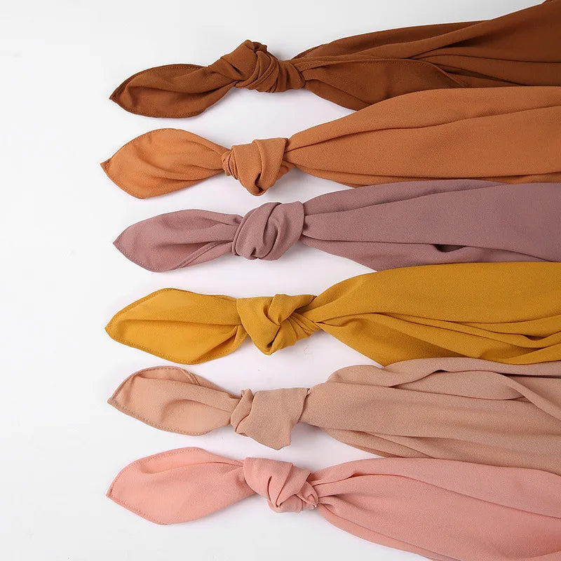 Wholesale Plain Georgette Scarf Large Thick Bubble Heavy Chiffon Hijab Muslim Borong Tudung Woman Shawls Wraps