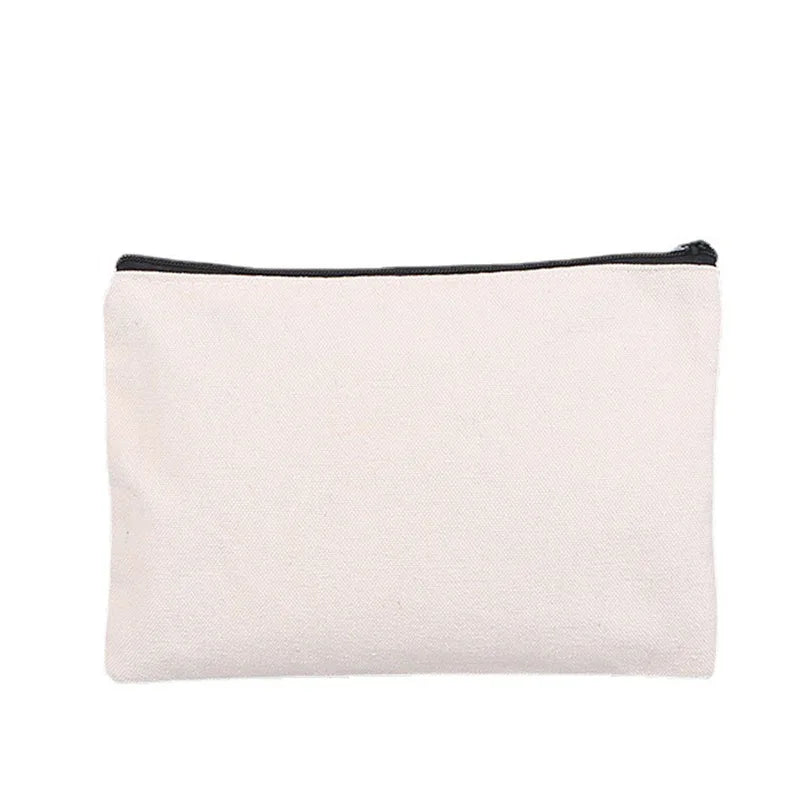 Blush Pink Canvas Makeup Pouch Eco Natural Canvas Cosmetic Pouch Bag With Zipper