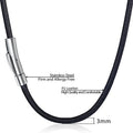 MECYLIFE Stainless Steel Clasp Men's Thin Edge Snap Necklace for Men Women Wax Rope Black Chain Leather Necklace Cord Wholesale