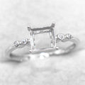 Sterling Silver 5*5/6*6/7*7/8*8mm Semi Mount Ring Empty Frame Blank Support Claws Set Base Without Center Stone DIY for Inlay