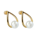 Elegant Trendy Real Gold Plated Brass Water Drop Pearl Stud Earrings Unisex Religious Princess Cut Women's Anniversaries