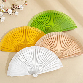 Custom Logo Solid Color Bamboo Wooden Hand Fan Spanish Plain Classical Folding Fan Painted DIY