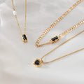 Classy Figaro Stacking Choker Zircon Freshwater Pearl Bead Heart Charm 18K Gold Plated Fashion Pendant Chains Jewelry Necklaces