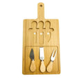 New Rectangle Bamboo Kitchen Cheese Cutting Board Set Tray with Knife Slide Nature
