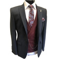 Formal Black Men Suits Burgundy Vest Wedding Tuxedos Custom Blazer Slim Fit Grooms Mens Wear Prom Dress 3 Pcs Jacket+Vest+Pants