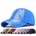 Wholesale Custom Logo Washed Vintage Denim Embroidered Ripped Baseball Cap Distressed Worn Out Dad Hats Sporty Image