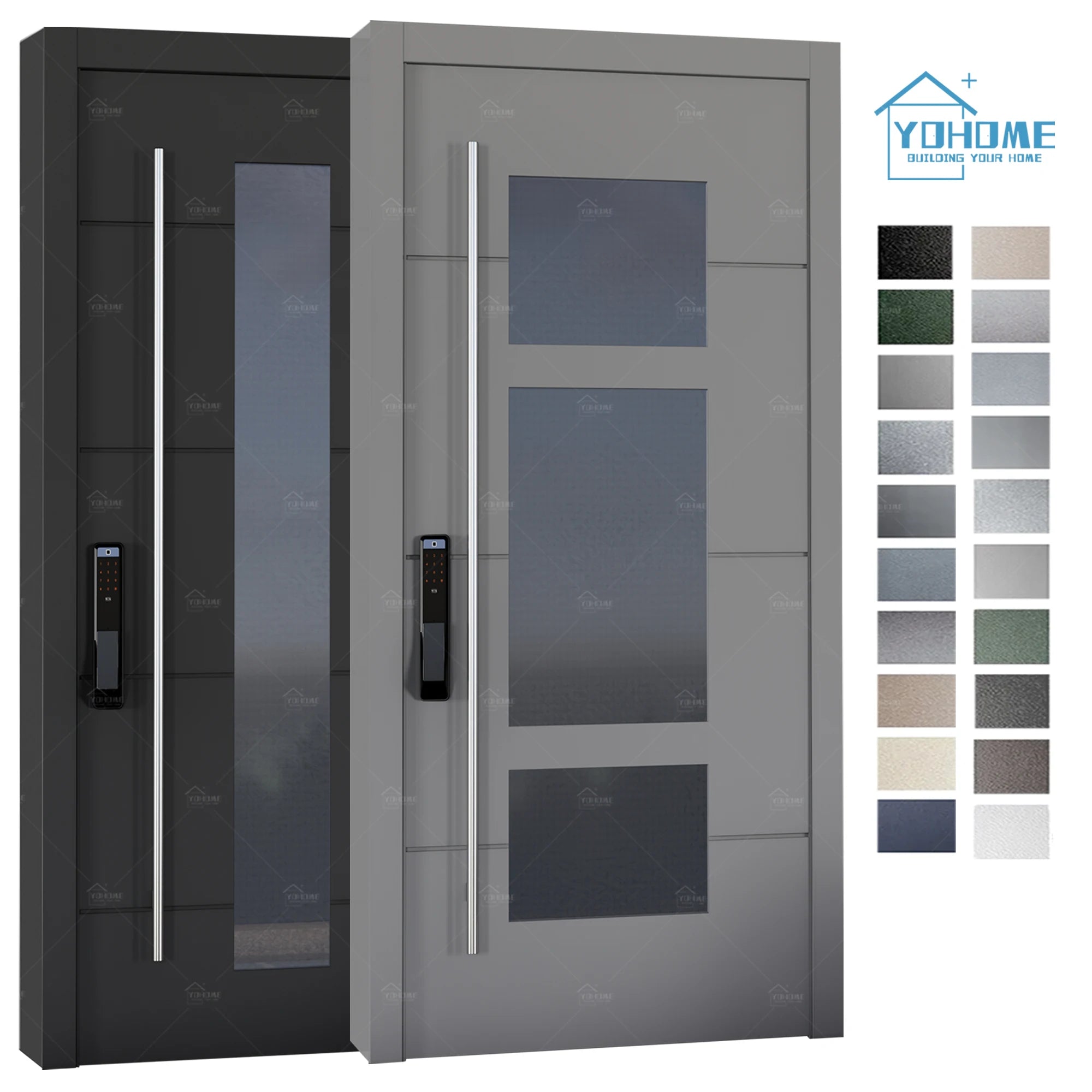 Foshan Yohome Custom Project High End External Adjustable Pivot Hinge Aluminum Front Doors With Modern Entry Pivot Door