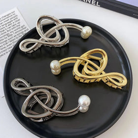 Korean Pearl Musical Note Hair Claw Clips Women Simple Alloy Hair Shark Clip Fashion New Hair Gripper Accessories