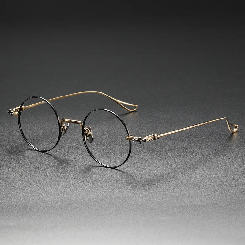 CS-DELICLIT+ Latest Retro Round Pure Titanium Glasses Prescription Glasses Frame Titanium Reading Glasses Unisex