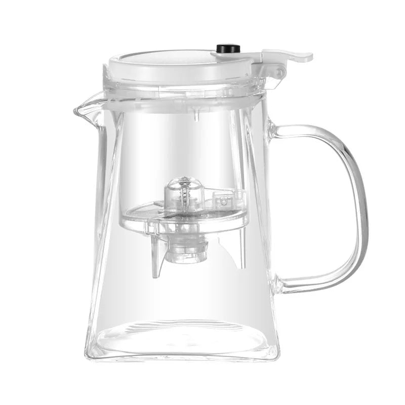 750ml Glass Teapot with Removable Infuser Stovetop Safe Tea Kettle Blooming and Loose Leaf Tea Maker Set (White)