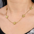 18k Gold Plated Custom Stainless Steel Jewelry Five Little Daisy Flower Tarnish Free Necklace Designed for Girls Ladies