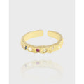 18K Gold Plated 925 Sterling Silver Geometric Fire Opal Wedding Rings for Girls Fine Jewelry