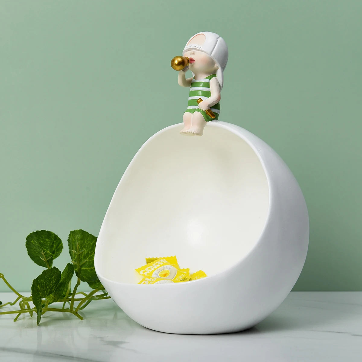 Home Decoration Lovely Bubble Boy Figurine Wholesale Candy Holder Kitchen Table Storage Serving Bowl