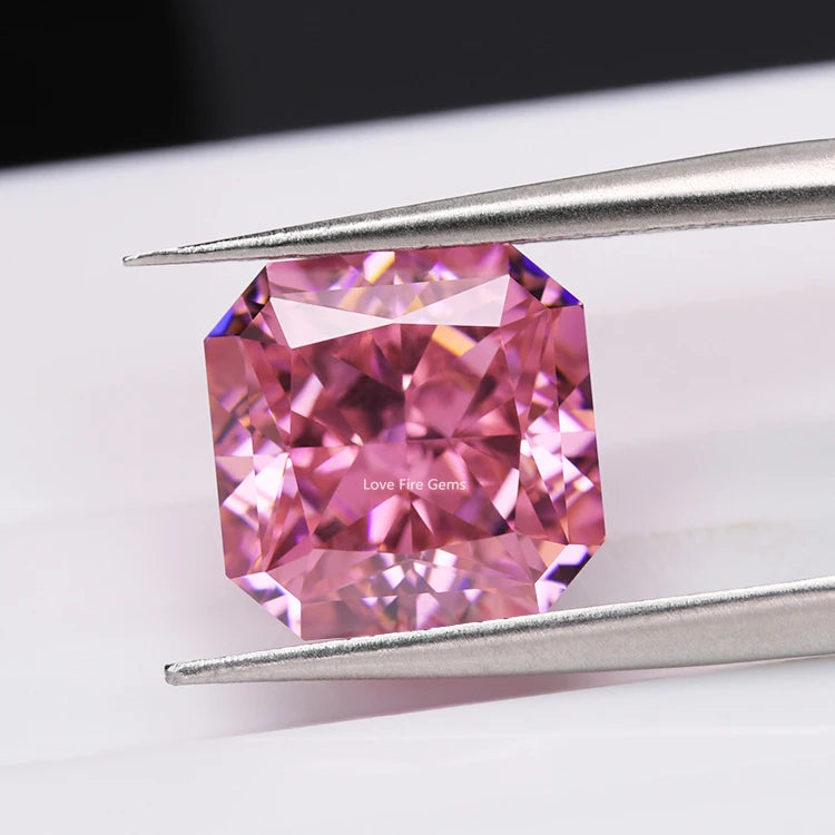 Custom Made Loose Synthetic Cz Gems Octagon square Cut Corner Normal pink 4k Crushed Ice Cut Cubic Zirconia