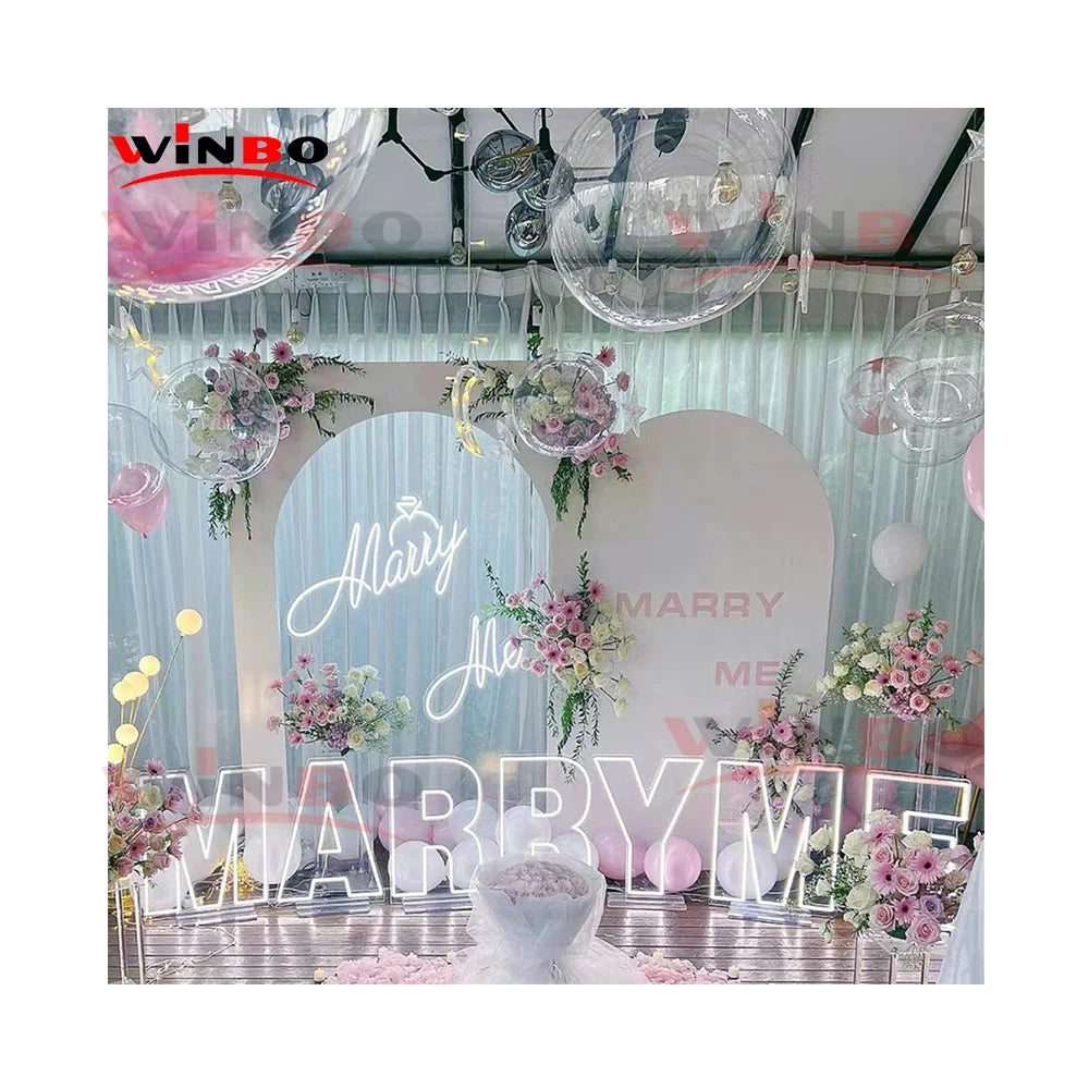 Winbo Custom Neon Sign Wedding Letter Lights Engagement Party Decorations Led Neon Engaged Sign