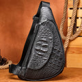 Marrant Crocodile Pattern Front Pocket Shoulder Daypack Crossbody Bag Men Chest Bag Leather Sling Bag for Men