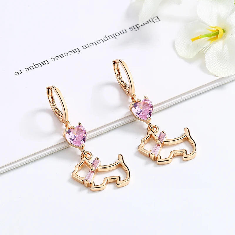 Aritos Para Mujer Por Mayor Trendy Jewelry China Wholesaler Zircon Cat Cute Long Dangle Drop Earring for Teens Girls