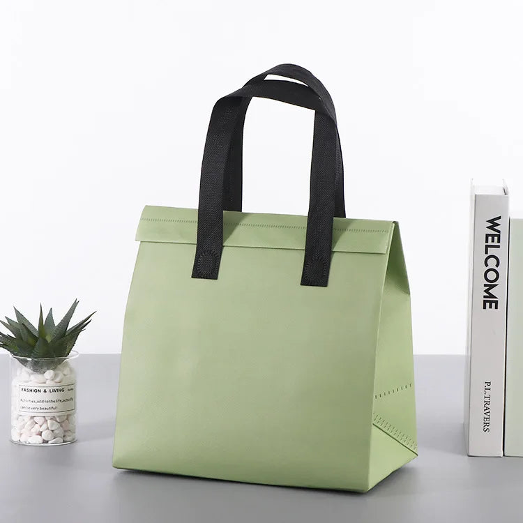 Medium Reusable Grocery Picnic Insulated Bags Wholesale Eco-friendly Waterproof Food Lunch Cooler Solar Panel Logo Printed Green