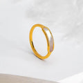 Wholesale 18K Gold Plated Stainless Steel Fashion Rings Waterproof White Shell Charm for Women Free Size Jewelry