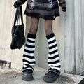 Women Girls 90s Leg Warmer Kawaii Crochet Harajuku Leg Cover Stockings Striped Gothic Leg Warmers Socks