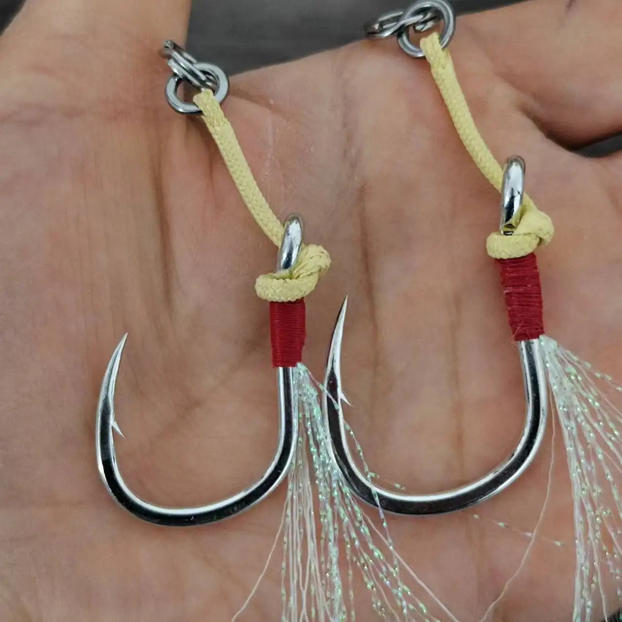 8062 5x High Carbon Steel Glow High Strength Double Single Assist Hooks Heavy Jigging Hook Lures Big Game Tuna Bass Fishing Hook