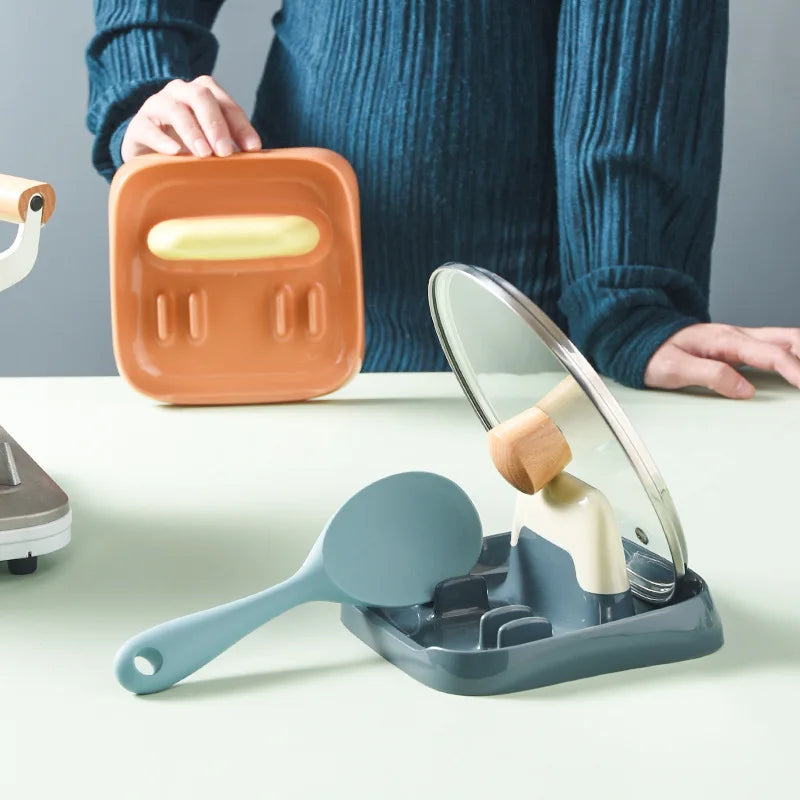 Plastic Kitchen Organizer for Spatula Rack Kitchen Spoon Rest Spoon Holder Stand Pot Lid Holder  Rack