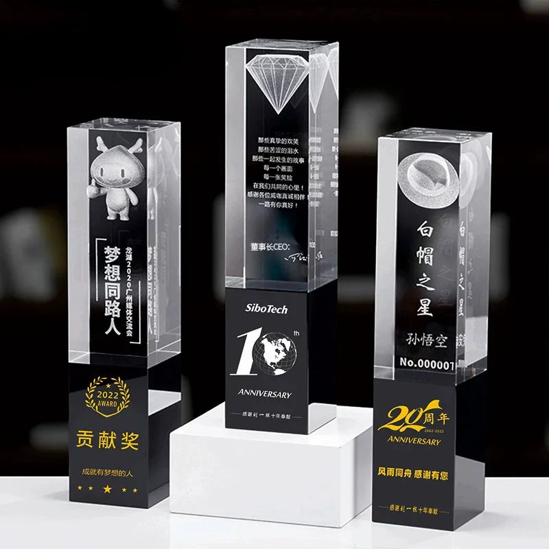 Crystal Block Trophy Awards with Black Base MH-J0670