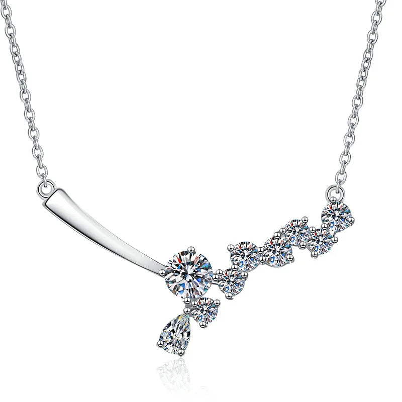 New Trendy 1Carat Sparkling Moissanite White Gold Plated 925 Sterling Silver Moissanite Diamond Necklaces for Women