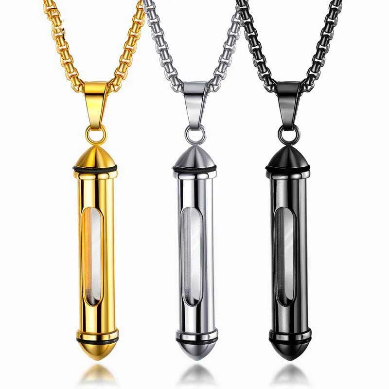 Wish Hot Selling Hot Perfume Bottle Necklace Perfume Bottle Pendant Necklace Stainless Steel Necklace for Men