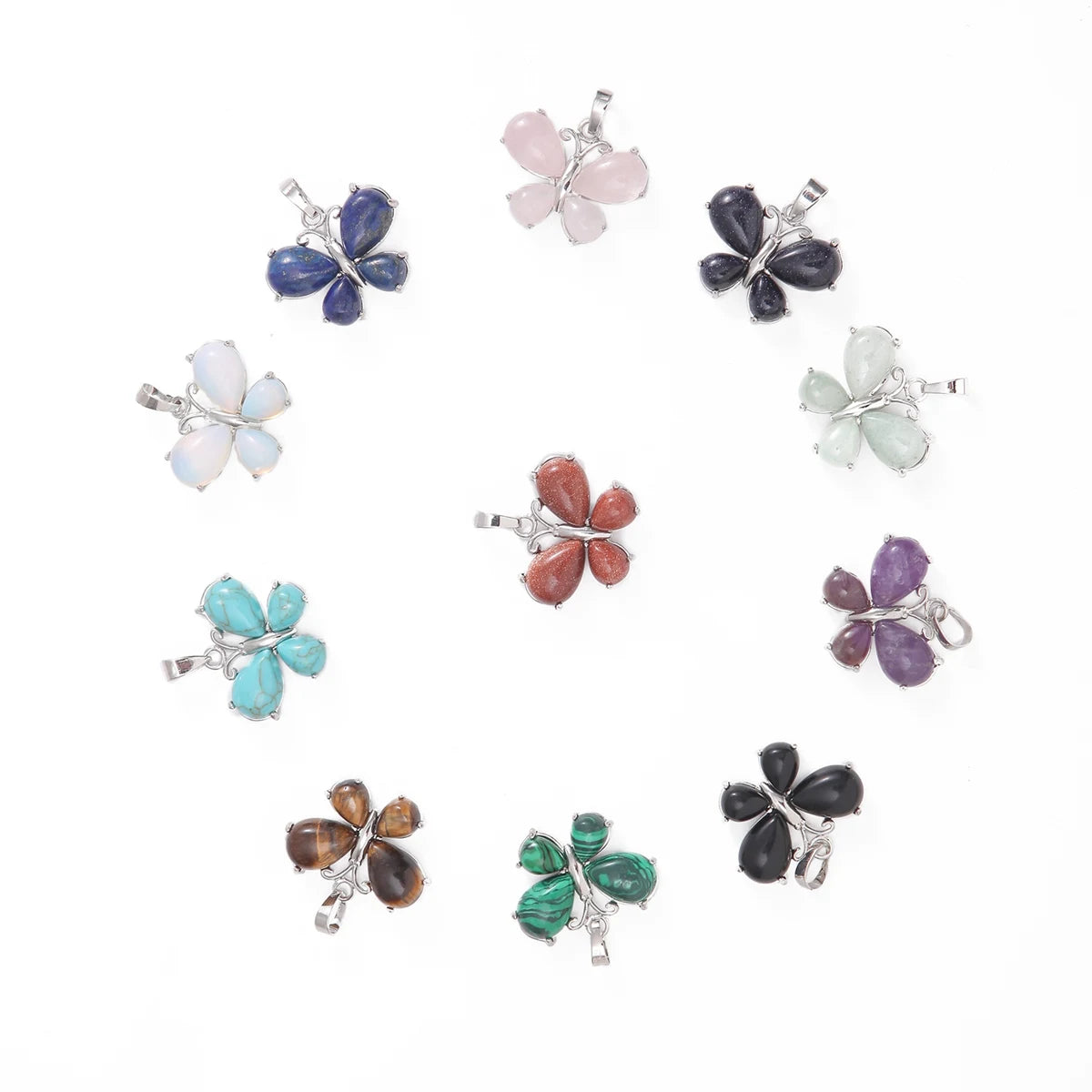 Vintage Butterfly Crystal Necklace with Premium Birthstone Healing Crystal Pendant Jewelry for Women and Girls