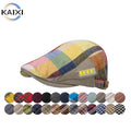 Plaid Striped Retro Front Hat Old Money Style Spice Girl Style Big Head Round Duckbill Hat British Spring Summer Beret